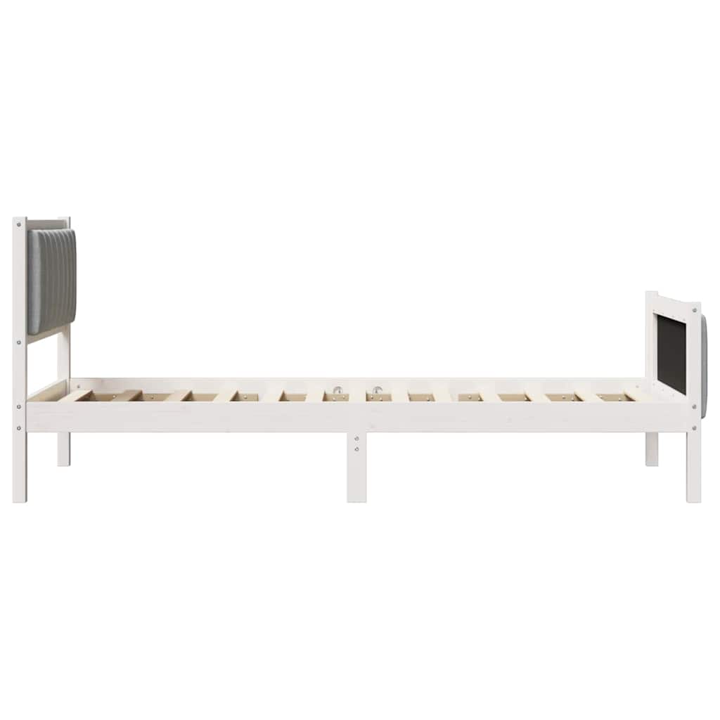 Okvir kreveta s uzglavljem Bijela i svijetlosiva 90 x 200 cm