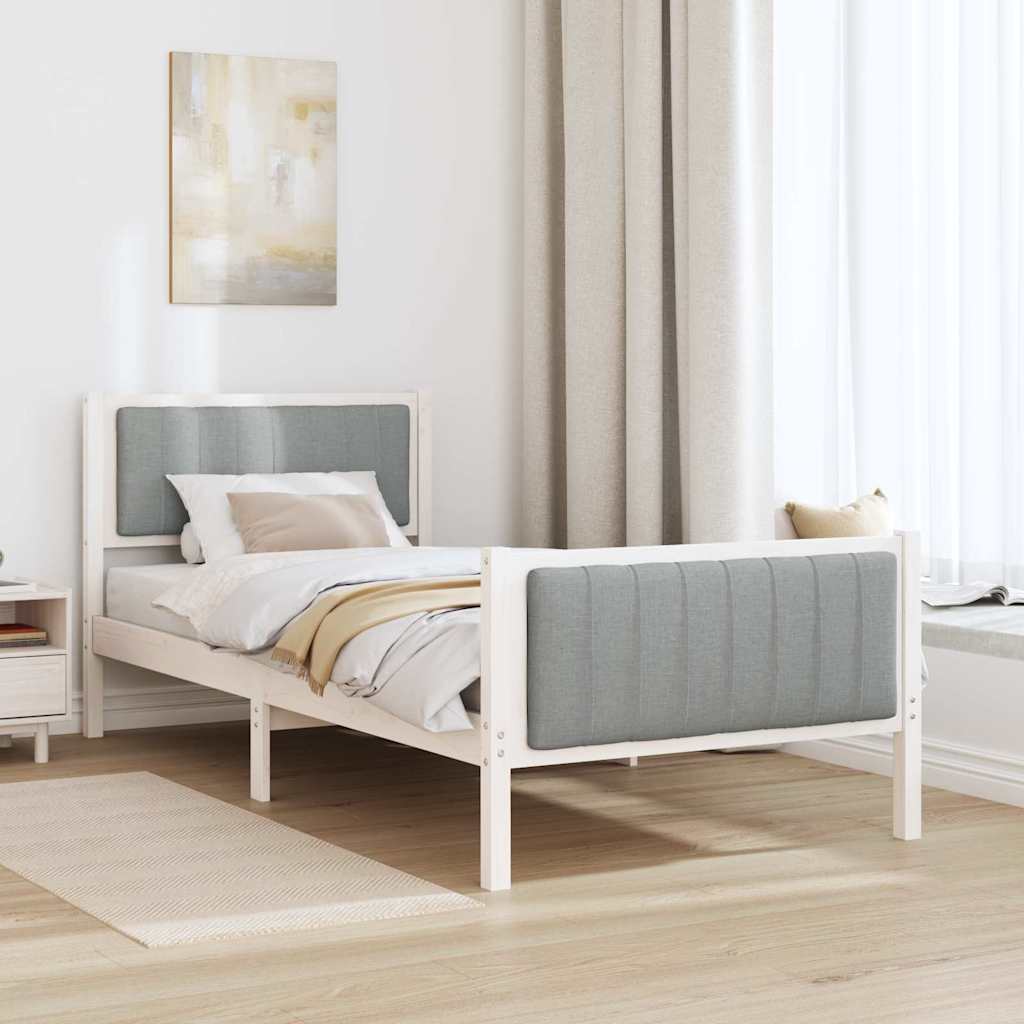 Okvir kreveta s uzglavljem Bijela i svijetlosiva 90 x 190 cm