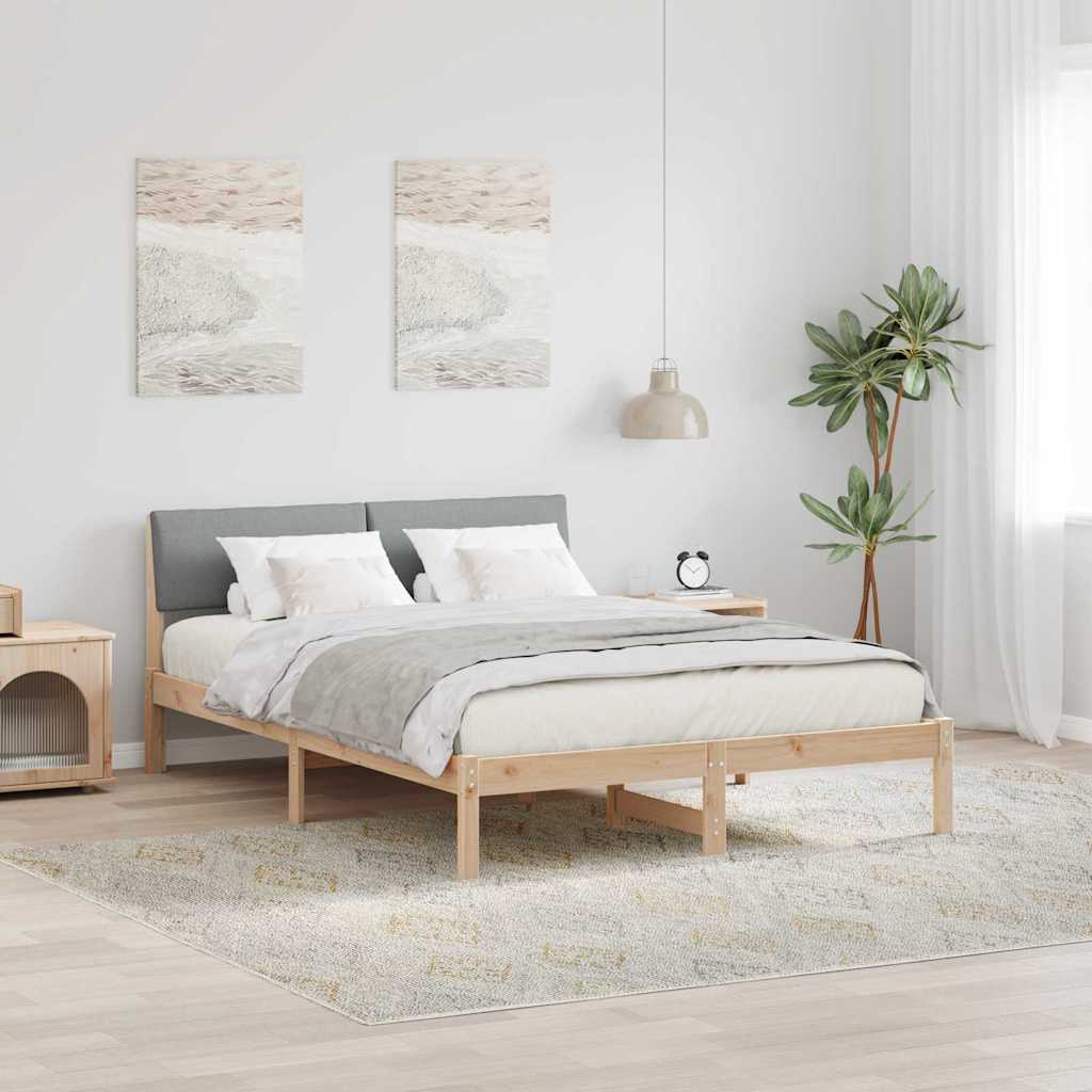 Okvir kreveta s uzglavljem Smeđa i svijetlo siva 160 x 200 cm