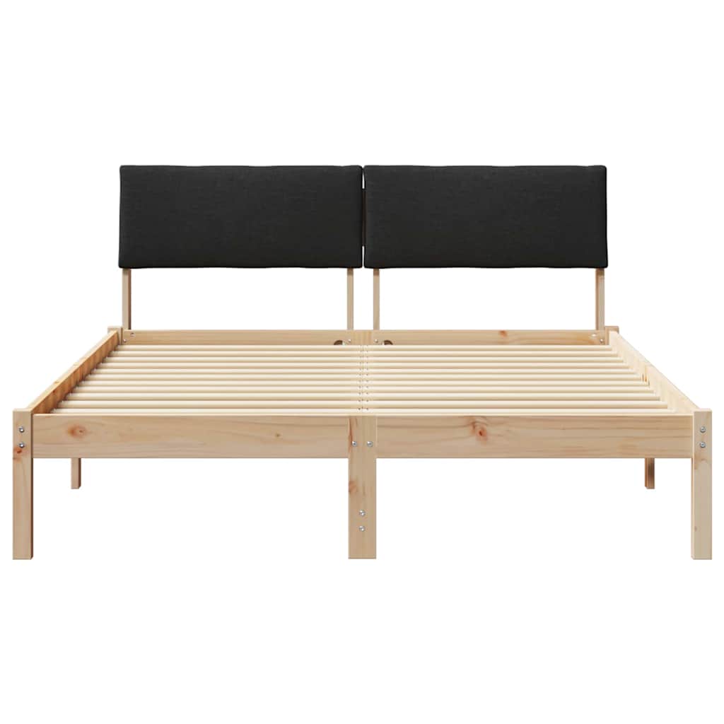 Okvir kreveta Smeđa i crna 150 x 200 cm Masivna borovina