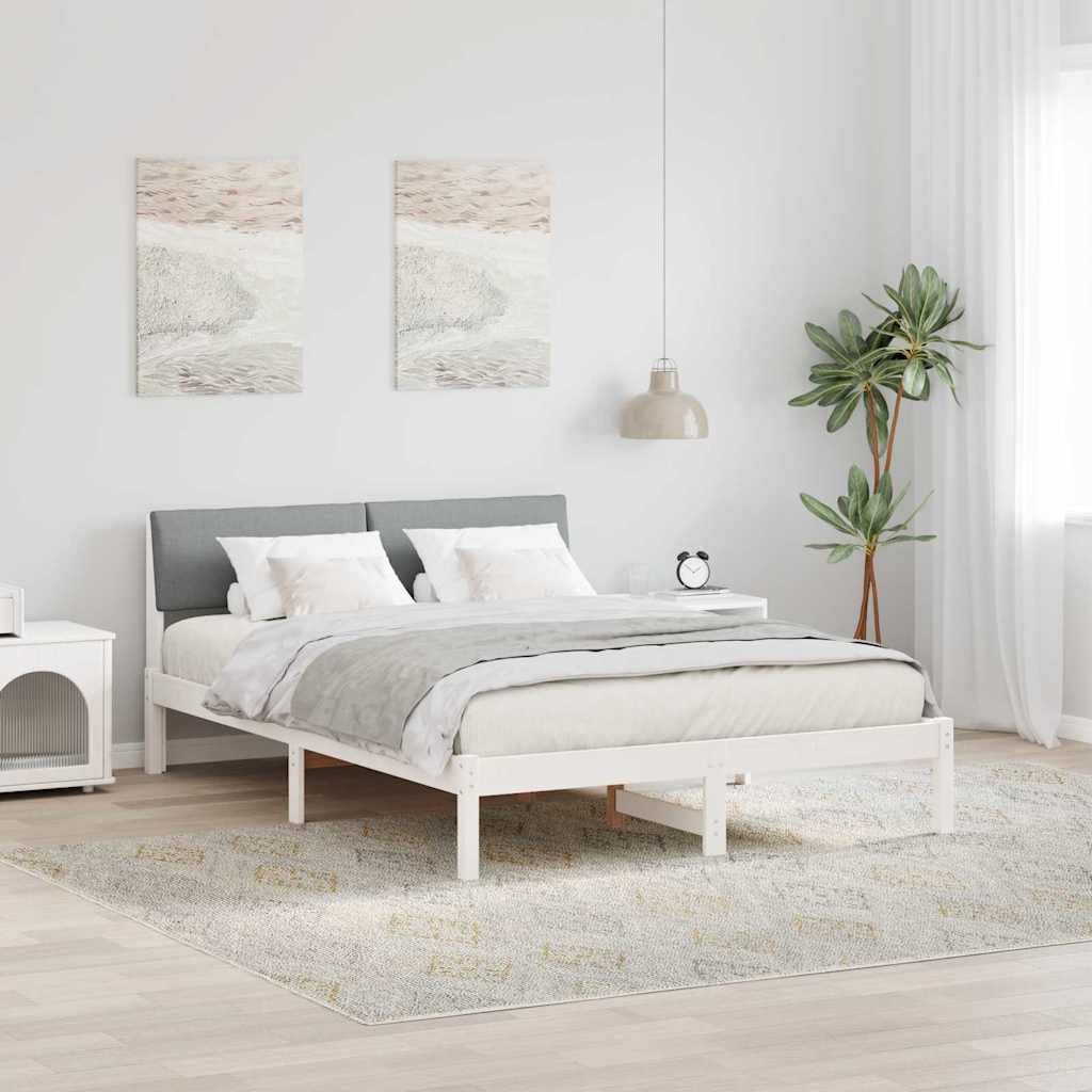 Okvir kreveta s uzglavljem Bijela i svijetlosiva 150 x 200 cm