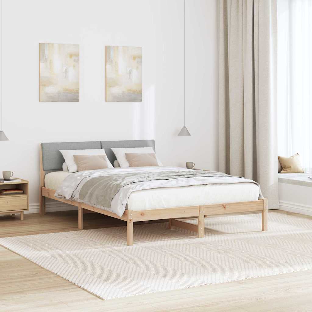 Okvir kreveta s uzglavljem Smeđa i svijetlo siva 140 x 190 cm