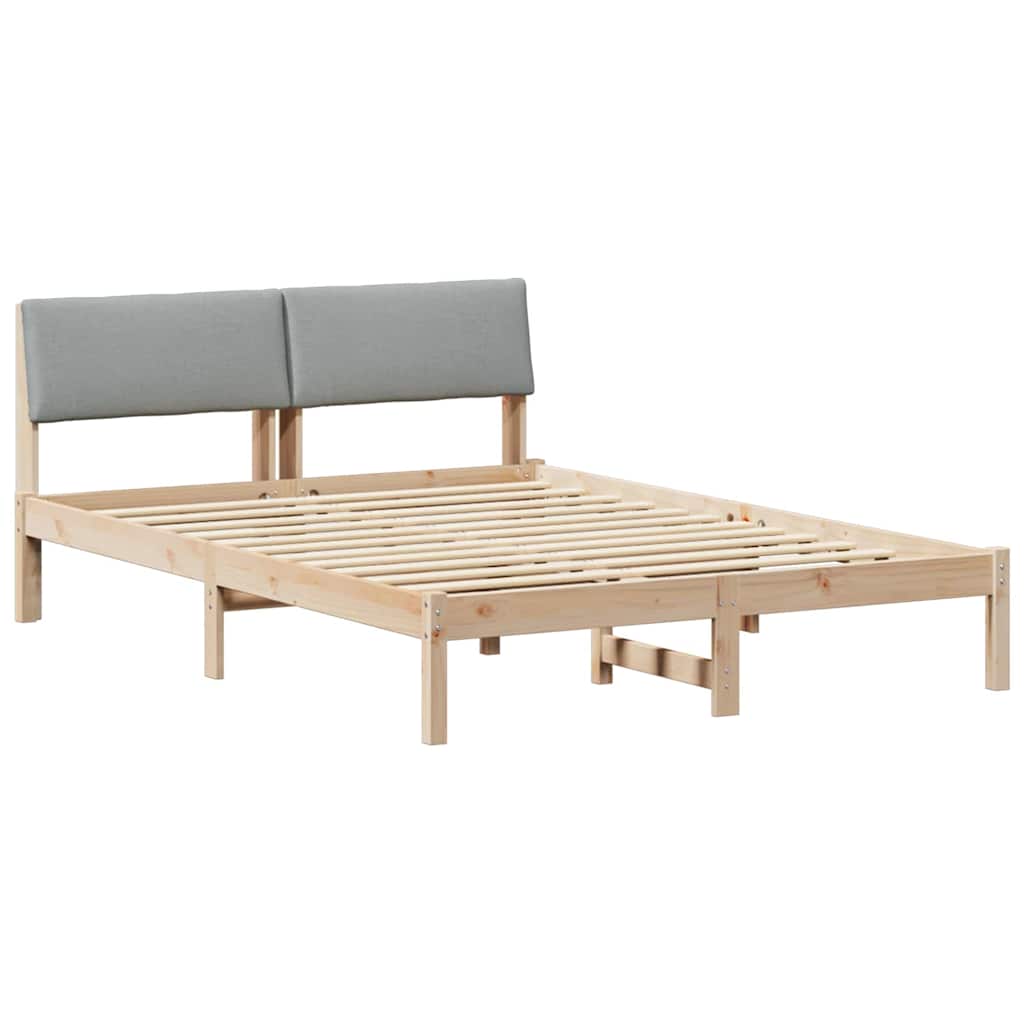 Okvir kreveta s uzglavljem Smeđa i svijetlo siva 140 x 190 cm