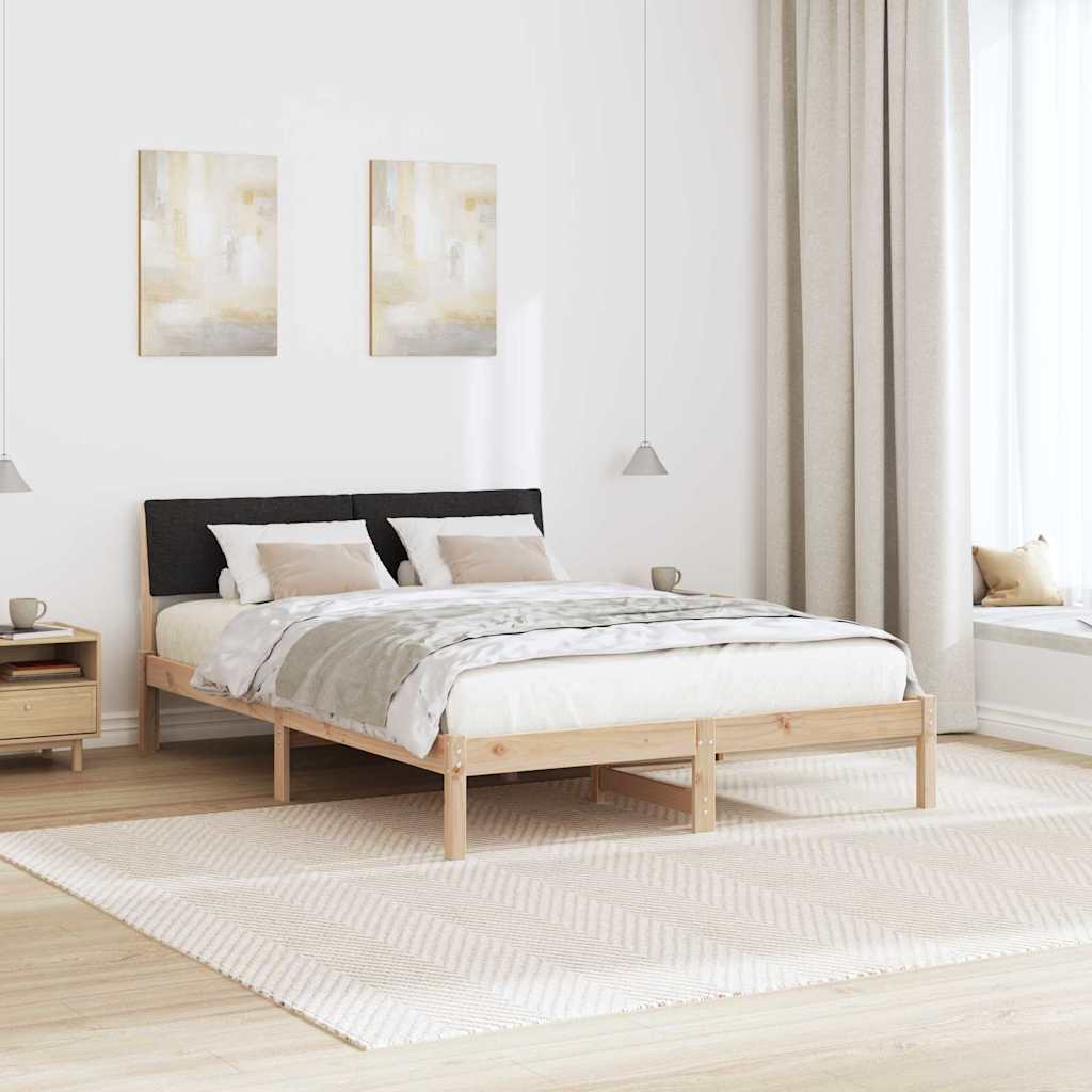 Okvir kreveta Smeđa i crna 140 x 190 cm Masivna borovina