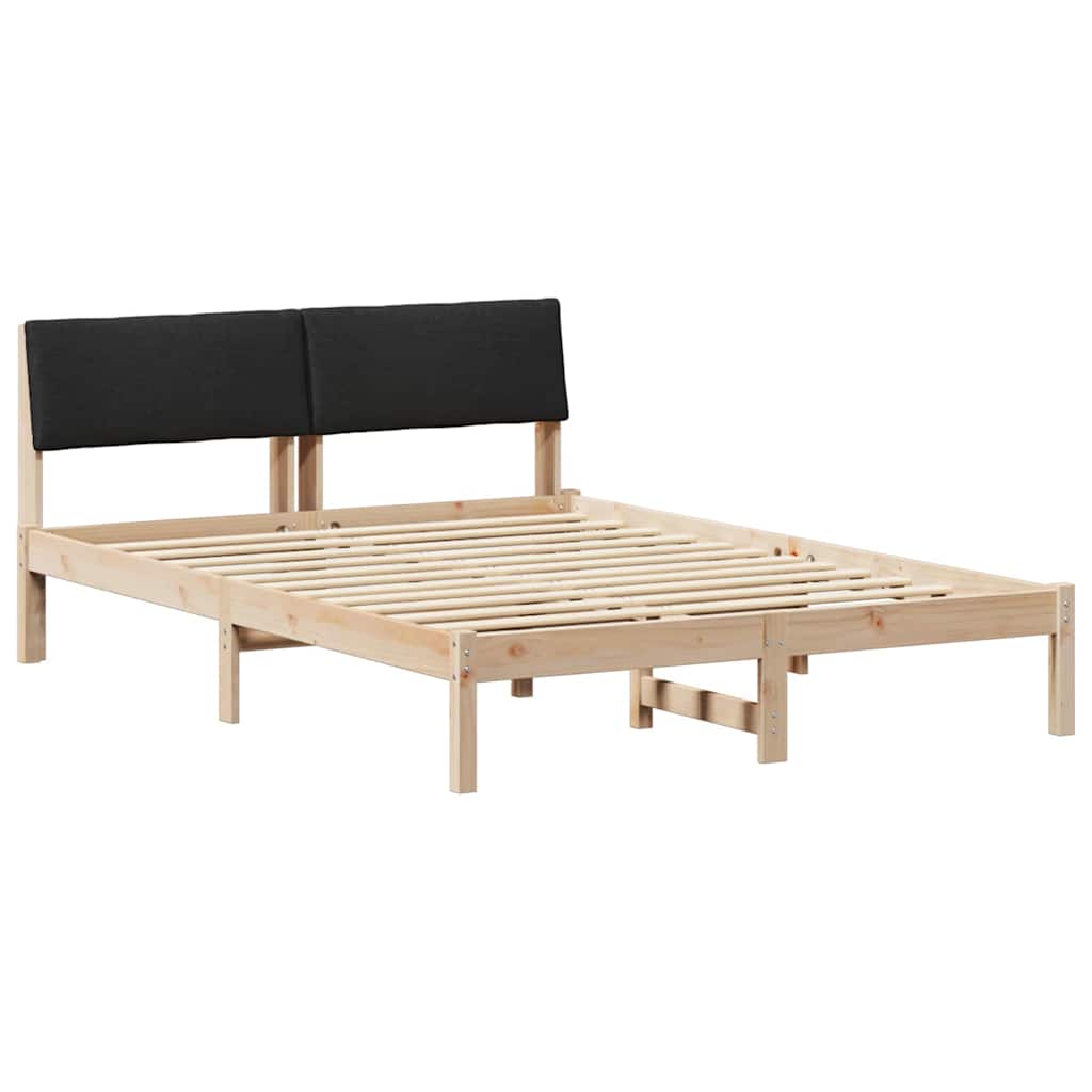 Okvir kreveta Smeđa i crna 140 x 190 cm Masivna borovina