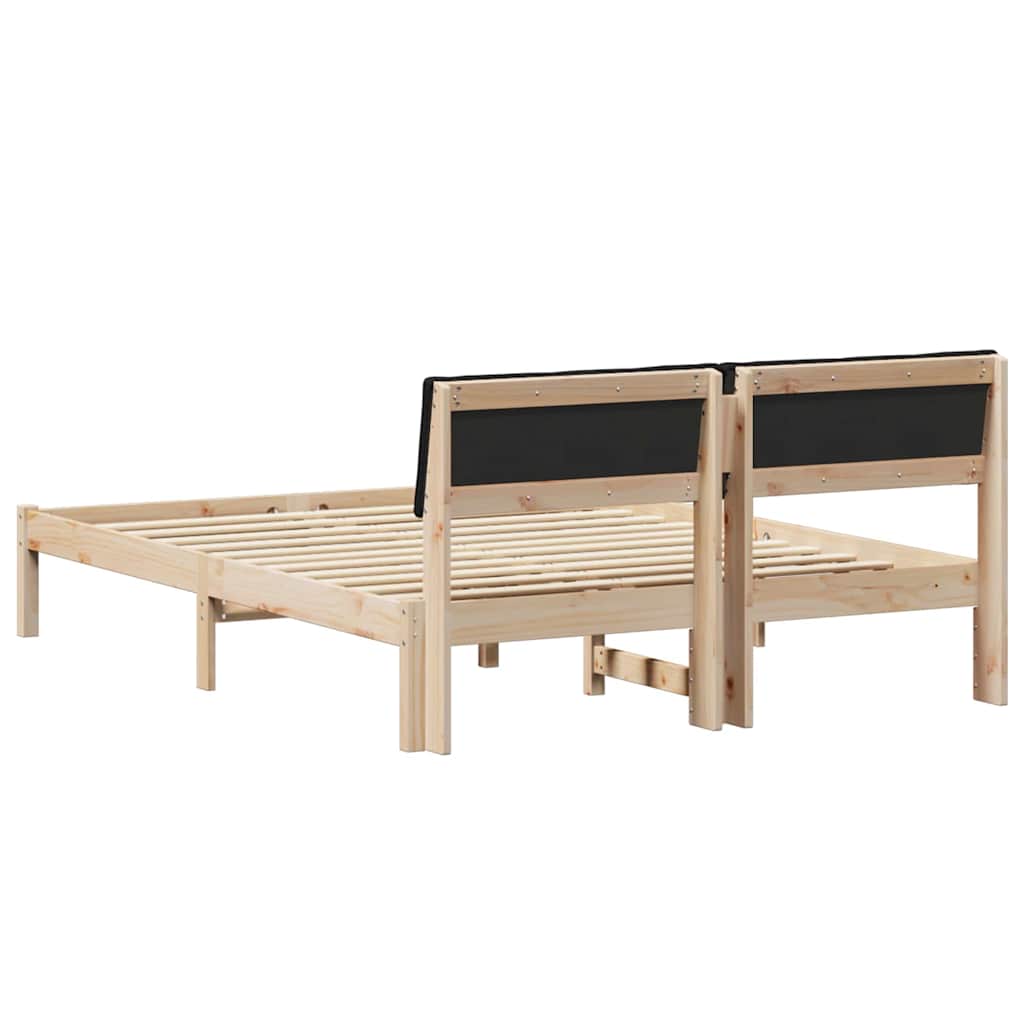 Okvir kreveta Smeđa i crna 140 x 190 cm Masivna borovina