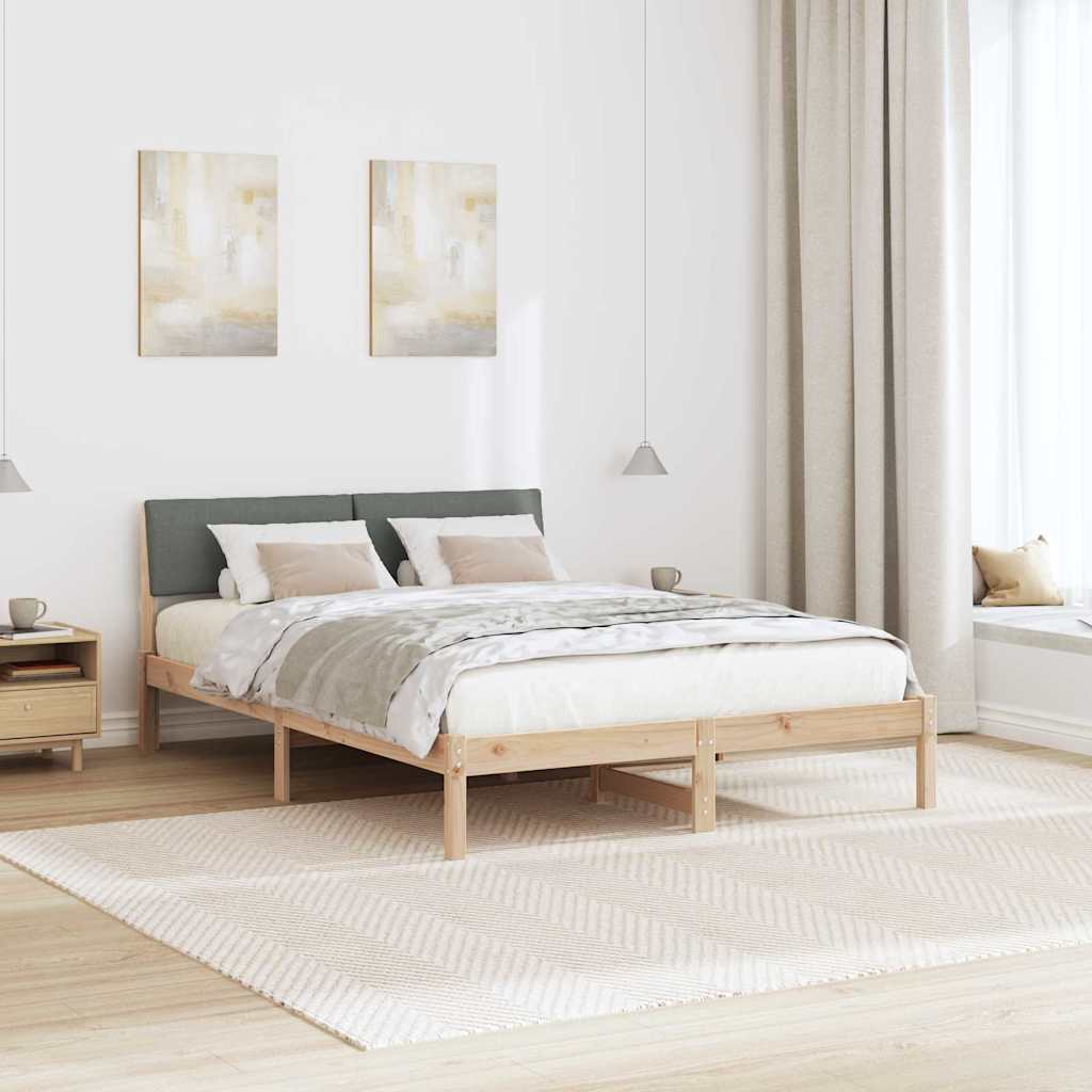 Okvir kreveta smeđe i tamnosivo 135 x 190 cm Masivna borovina