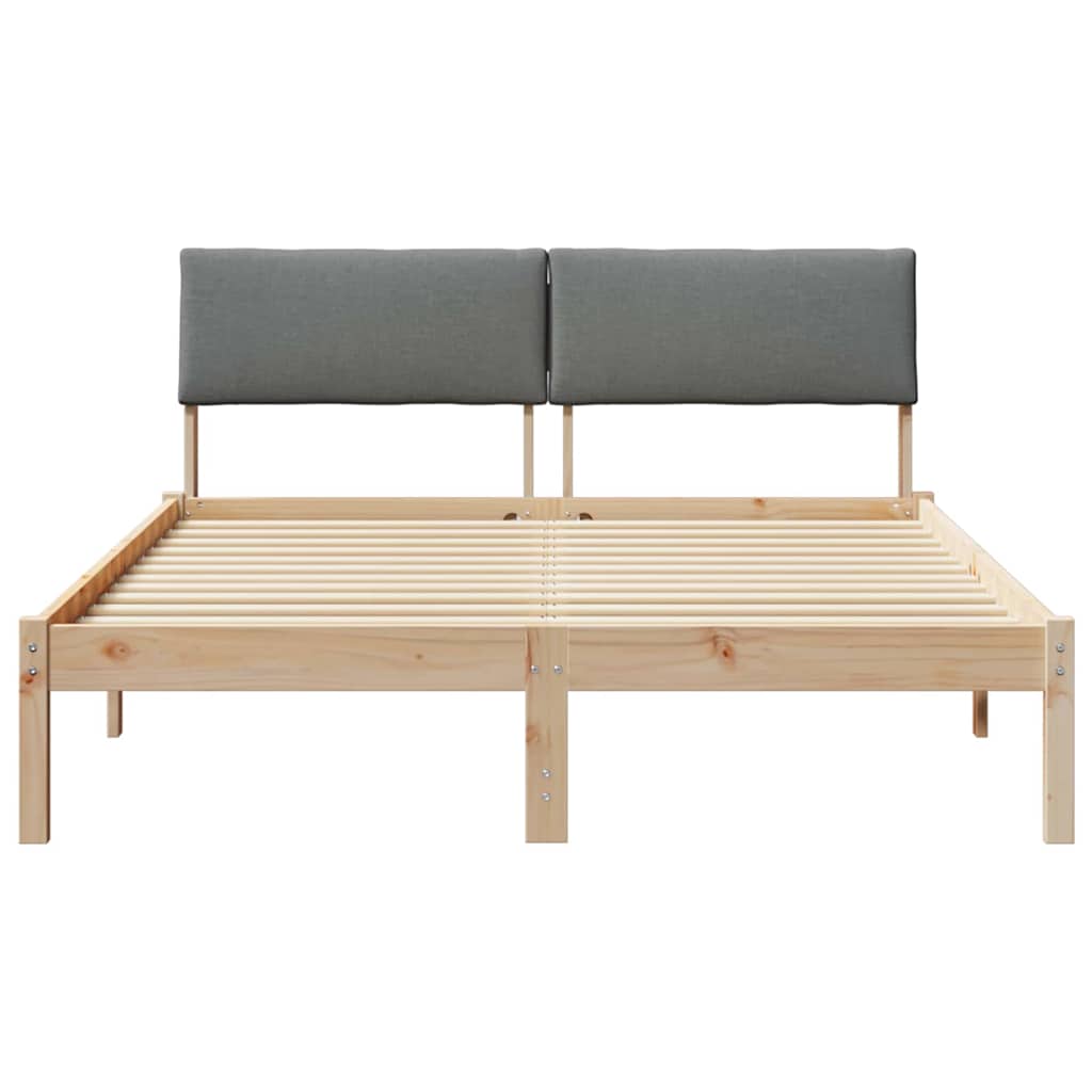 Okvir kreveta smeđe i tamnosivo 135 x 190 cm Masivna borovina