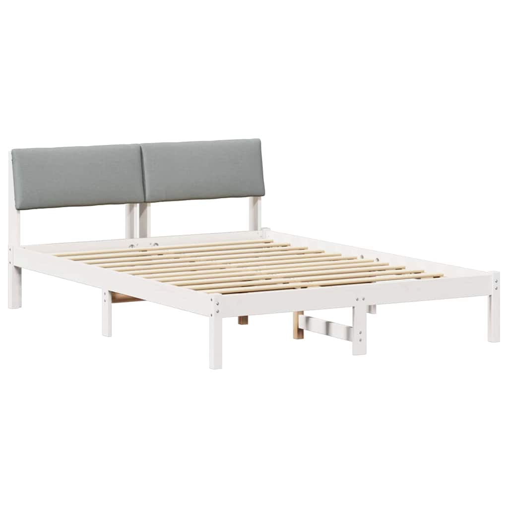 Okvir kreveta s uzglavljem Bijela i svijetlosiva 135 x 190 cm