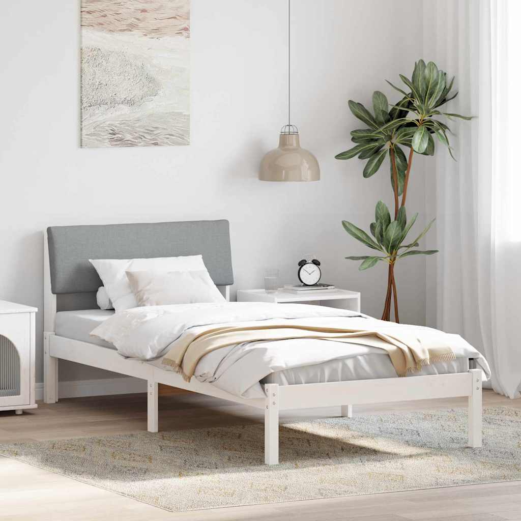 Okvir kreveta s uzglavljem Bijela i svijetlosiva 100 x 200 cm