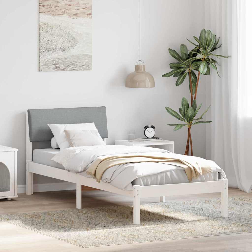 Okvir kreveta s uzglavljem Bijela i svijetlosiva 80 x 200 cm