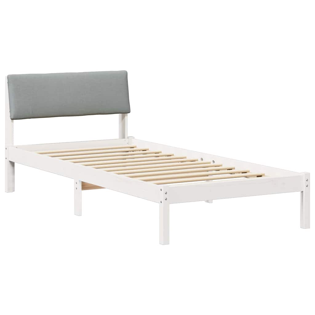 Okvir kreveta s uzglavljem Bijela i svijetlosiva 90 x 190 cm