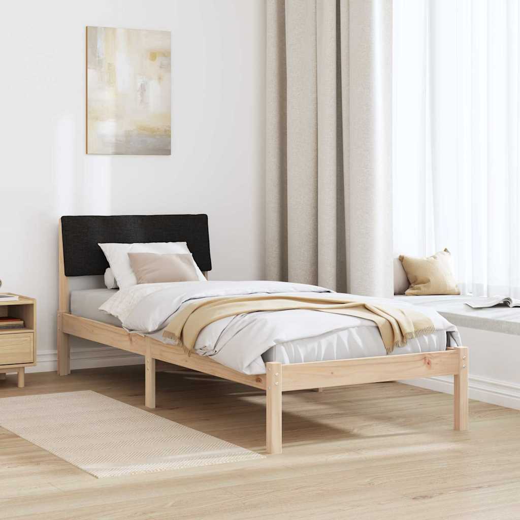 Okvir kreveta Smeđa i crna 75 x 190 cm Masivna borovina