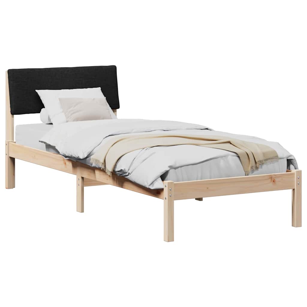 Okvir kreveta Smeđa i crna 75 x 190 cm Masivna borovina