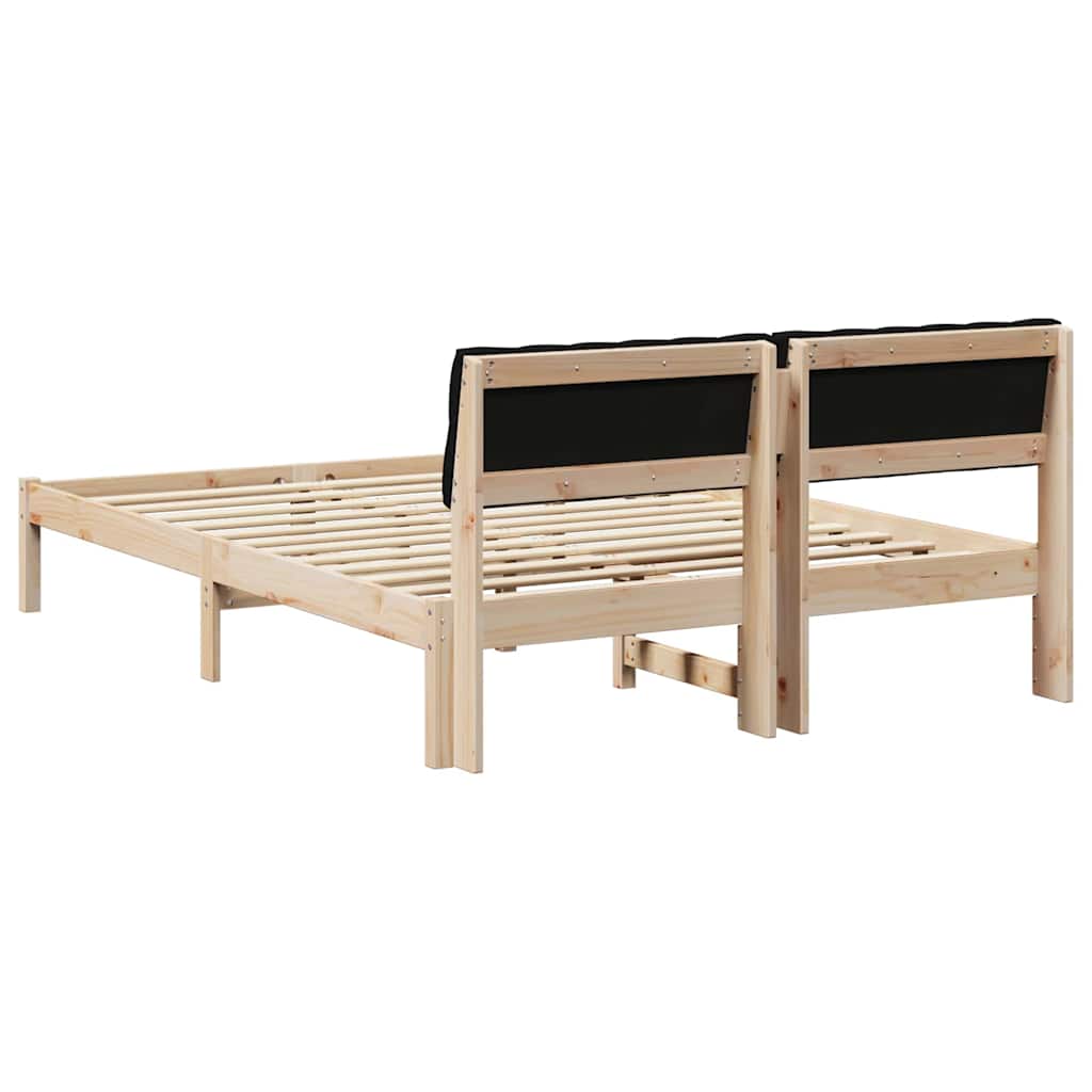 Okvir kreveta Smeđa i crna 150 x 200 cm Masivna borovina
