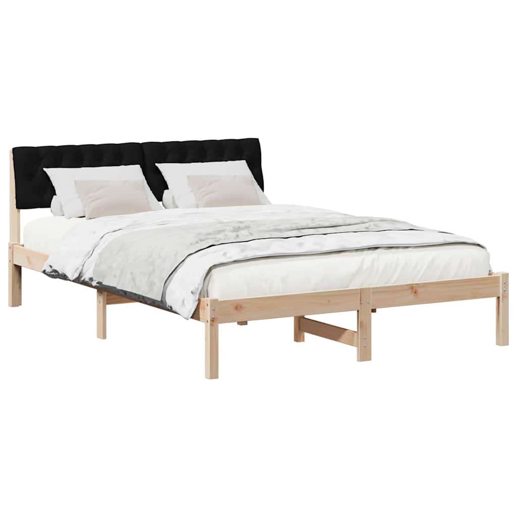 Okvir kreveta Smeđa i crna 150 x 200 cm Masivna borovina