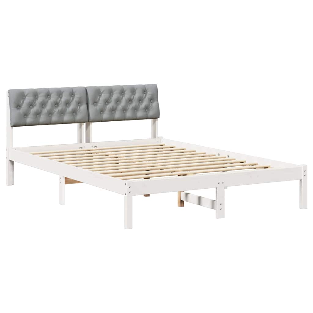 Okvir kreveta s uzglavljem Bijela i svijetlosiva 140 x 200 cm