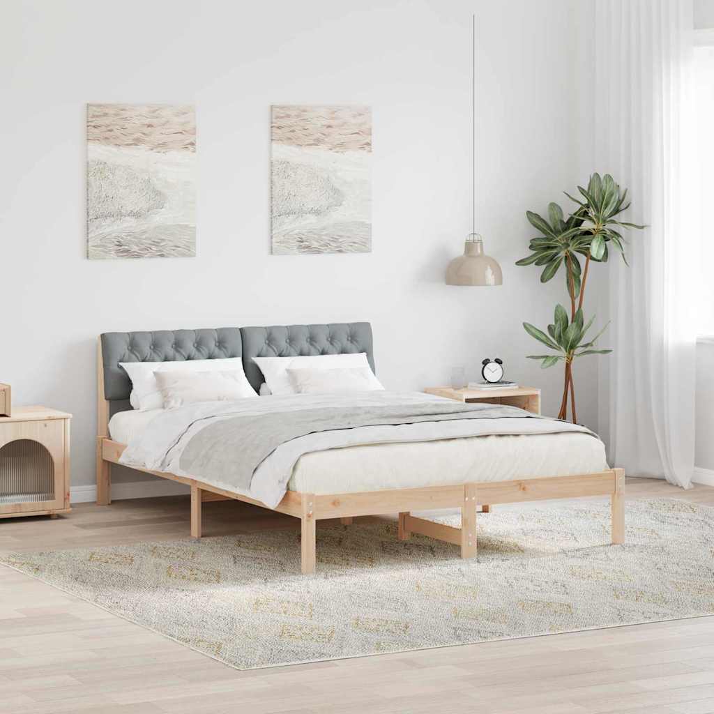 Okvir kreveta s uzglavljem Smeđa i svijetlo siva 140 x 190 cm