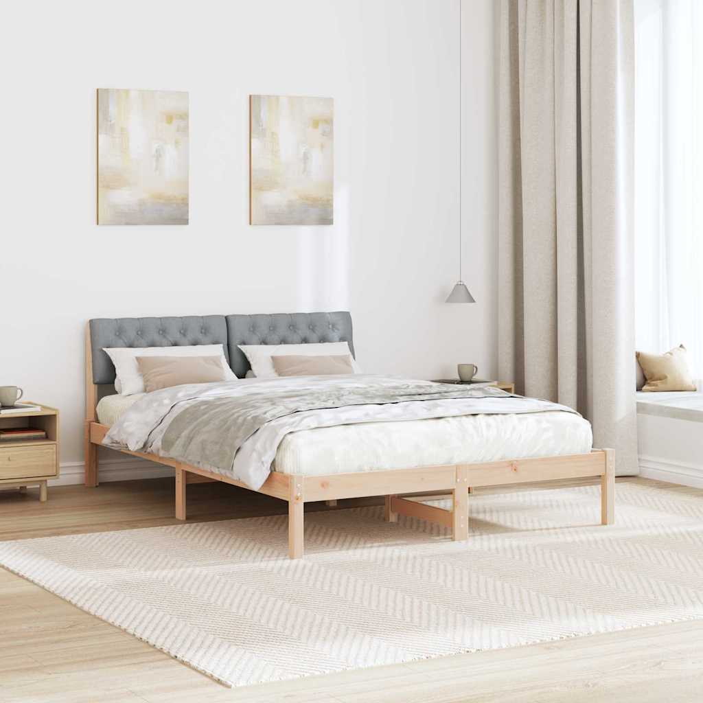 Okvir kreveta s uzglavljem Smeđa i svijetlo siva 140 x 190 cm