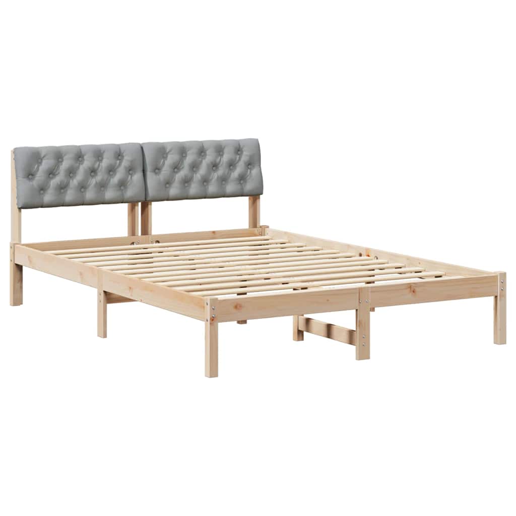 Okvir kreveta s uzglavljem Smeđa i svijetlo siva 140 x 190 cm