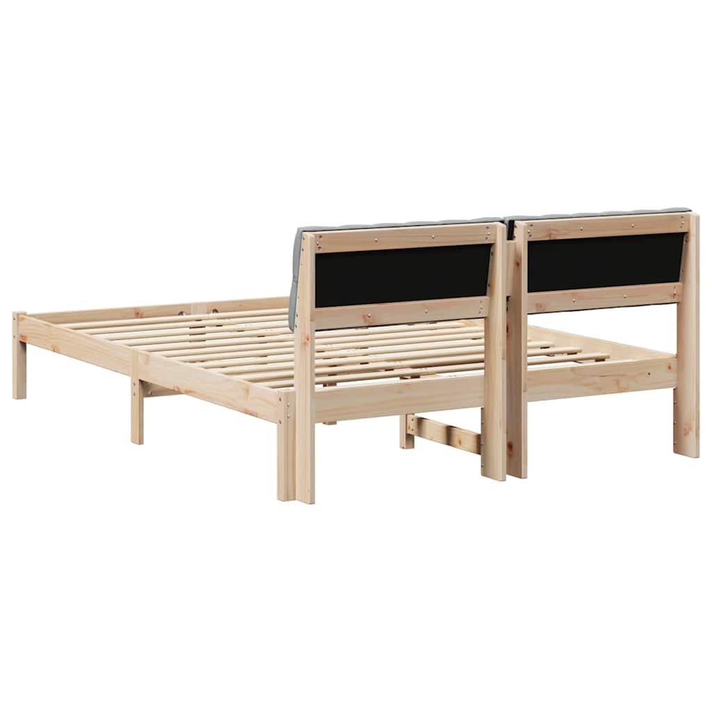 Okvir kreveta s uzglavljem Smeđa i svijetlo siva 140 x 190 cm