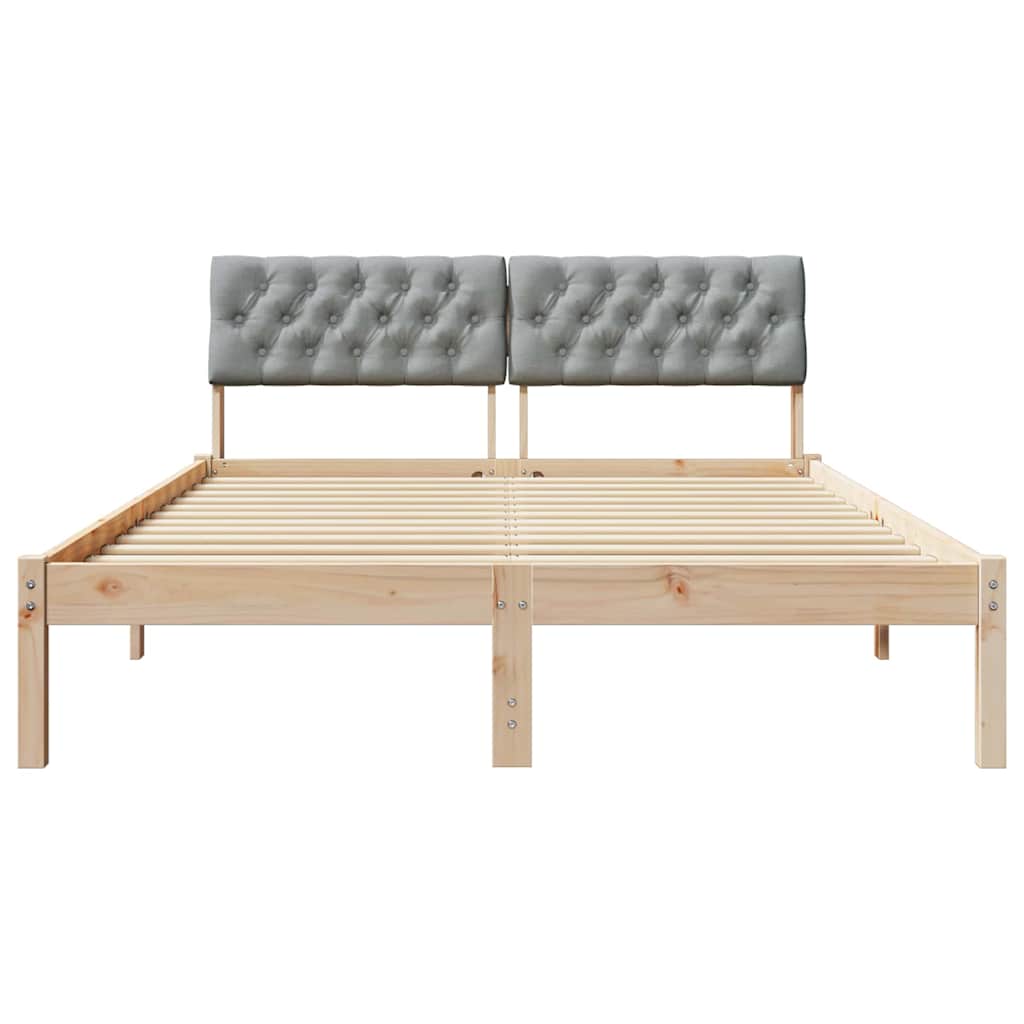 Okvir kreveta s uzglavljem Smeđa i svijetlo siva 140 x 190 cm
