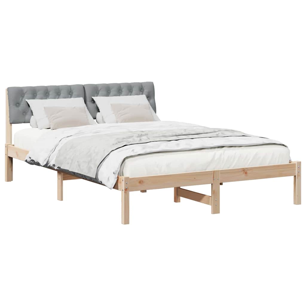 Okvir kreveta s uzglavljem Smeđa i svijetlo siva 140 x 190 cm