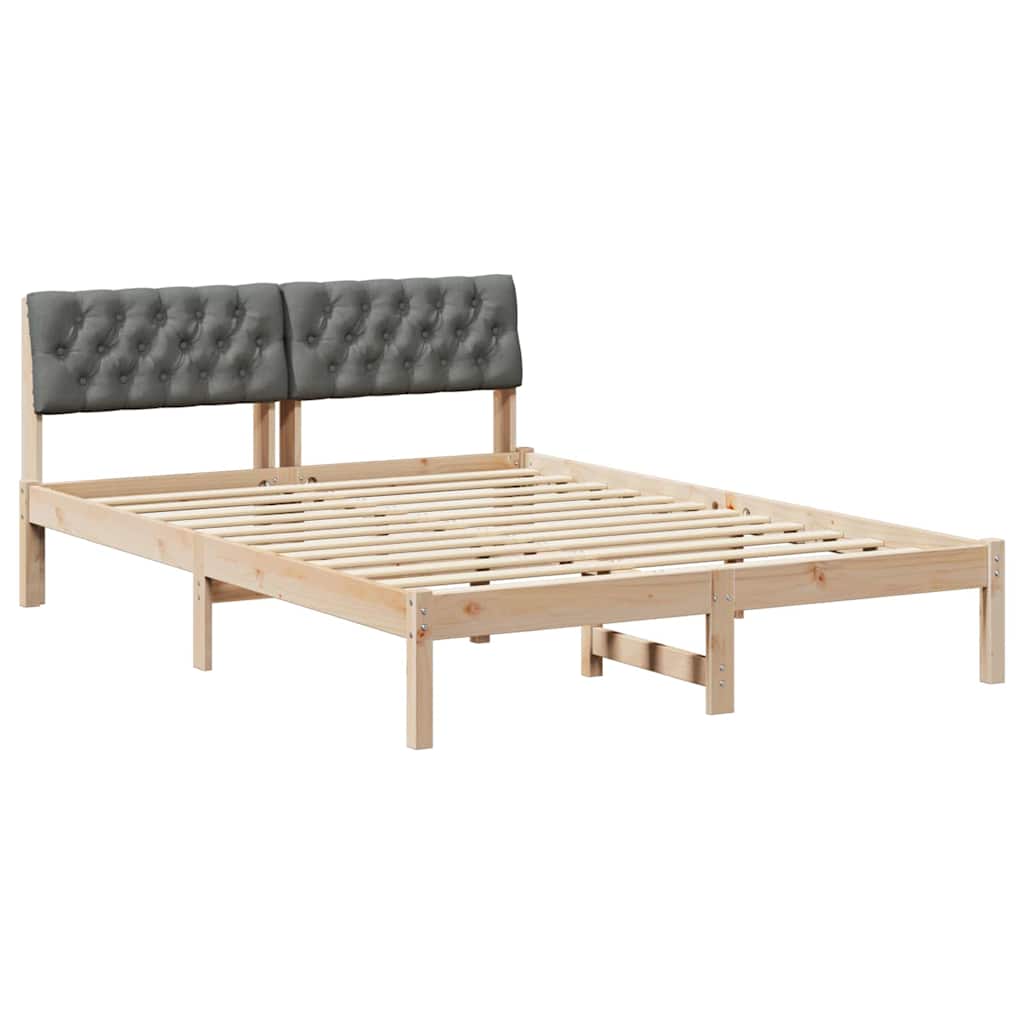 Okvir kreveta smeđe i tamnosivo 140 x 190 cm Masivna borovina
