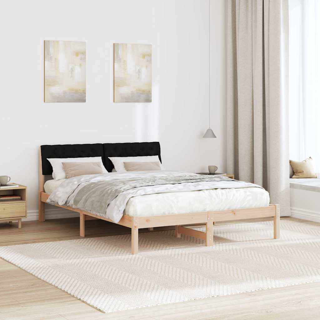 Okvir kreveta Smeđa i crna 140 x 190 cm Masivna borovina