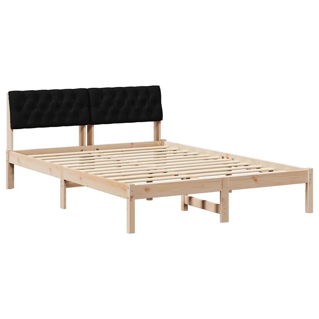 Okvir kreveta Smeđa i crna 140 x 190 cm Masivna borovina