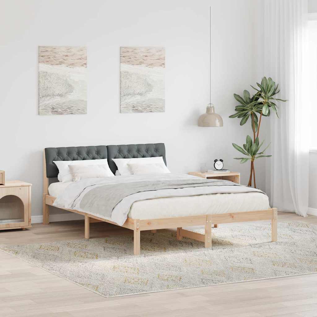 Okvir kreveta smeđe i tamnosivo 135 x 190 cm Masivna borovina