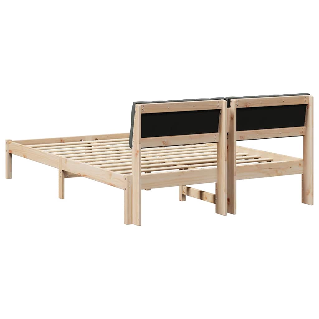Okvir kreveta smeđe i tamnosivo 135 x 190 cm Masivna borovina