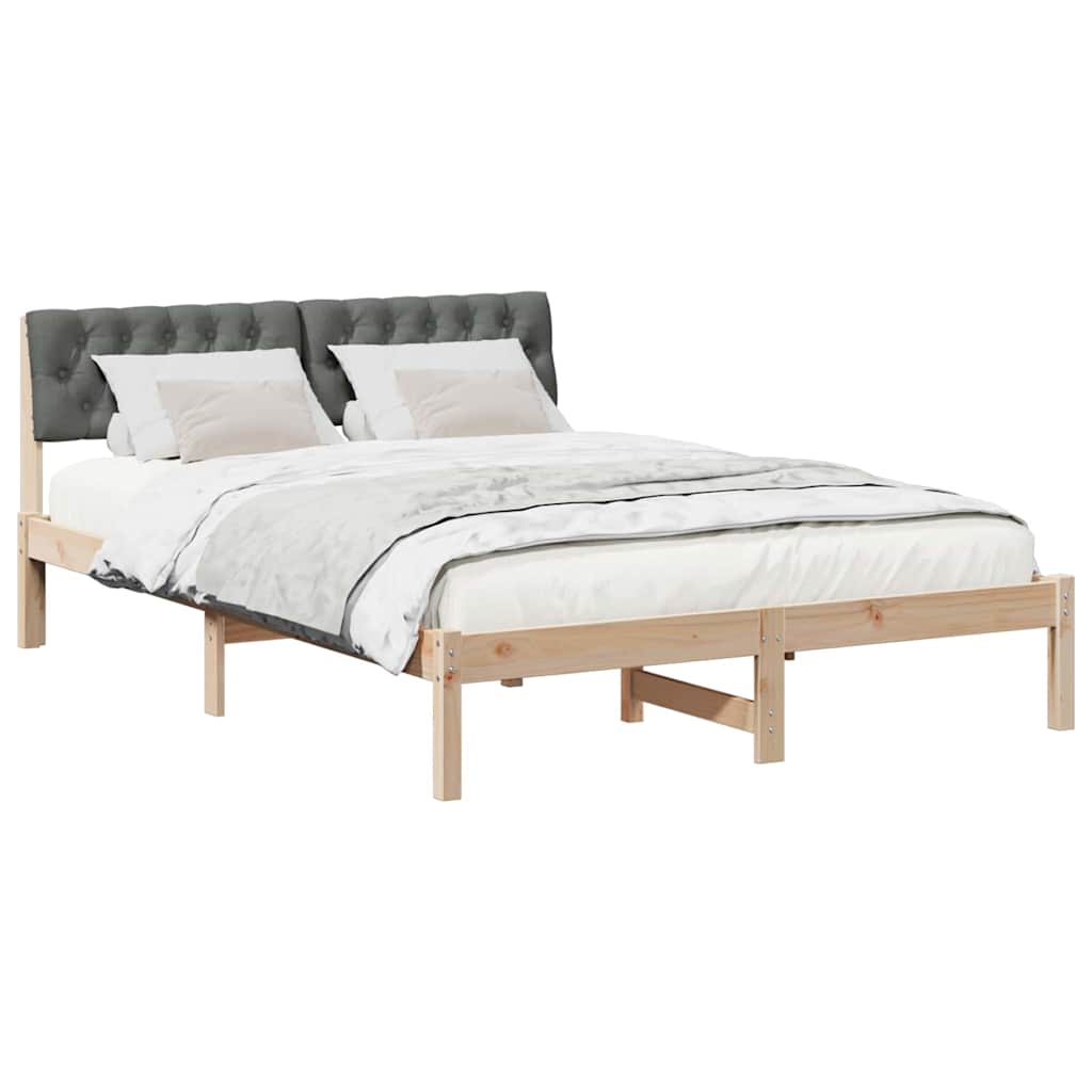 Okvir kreveta smeđe i tamnosivo 135 x 190 cm Masivna borovina