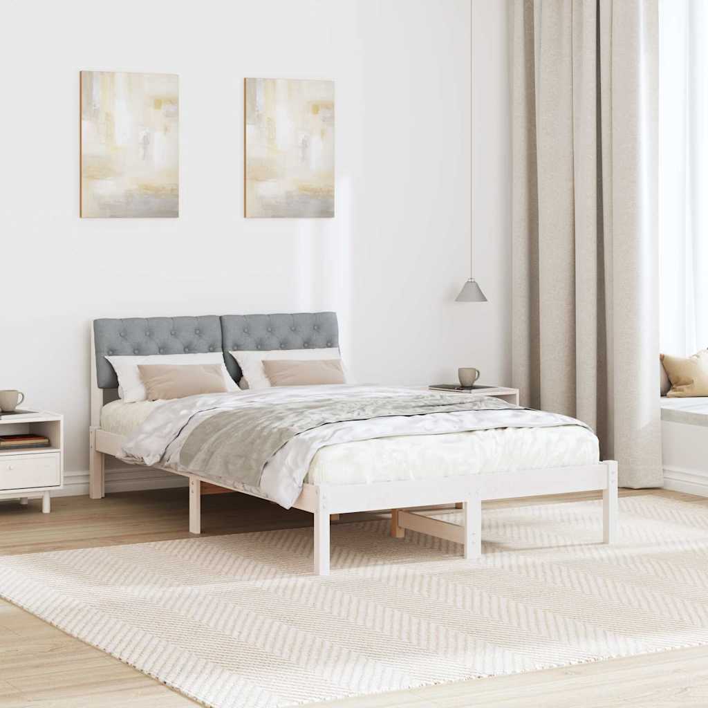 Okvir kreveta s uzglavljem Bijela i svijetlosiva 120 x 190 cm
