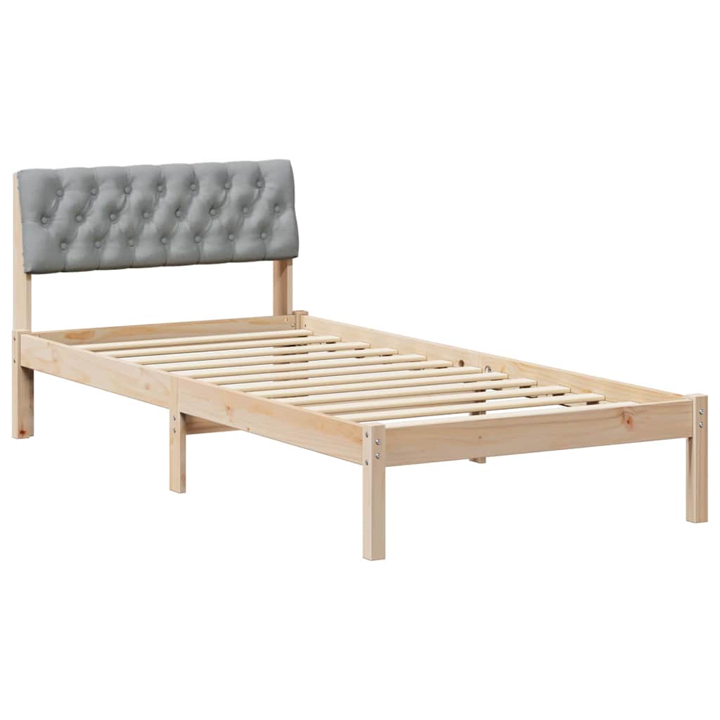 Okvir kreveta s uzglavljem Smeđa i svijetlo siva 90 x 200 cm