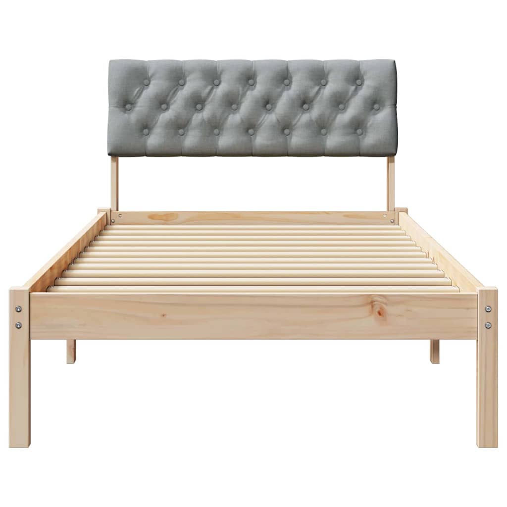 Okvir kreveta s uzglavljem Smeđa i svijetlo siva 90 x 200 cm