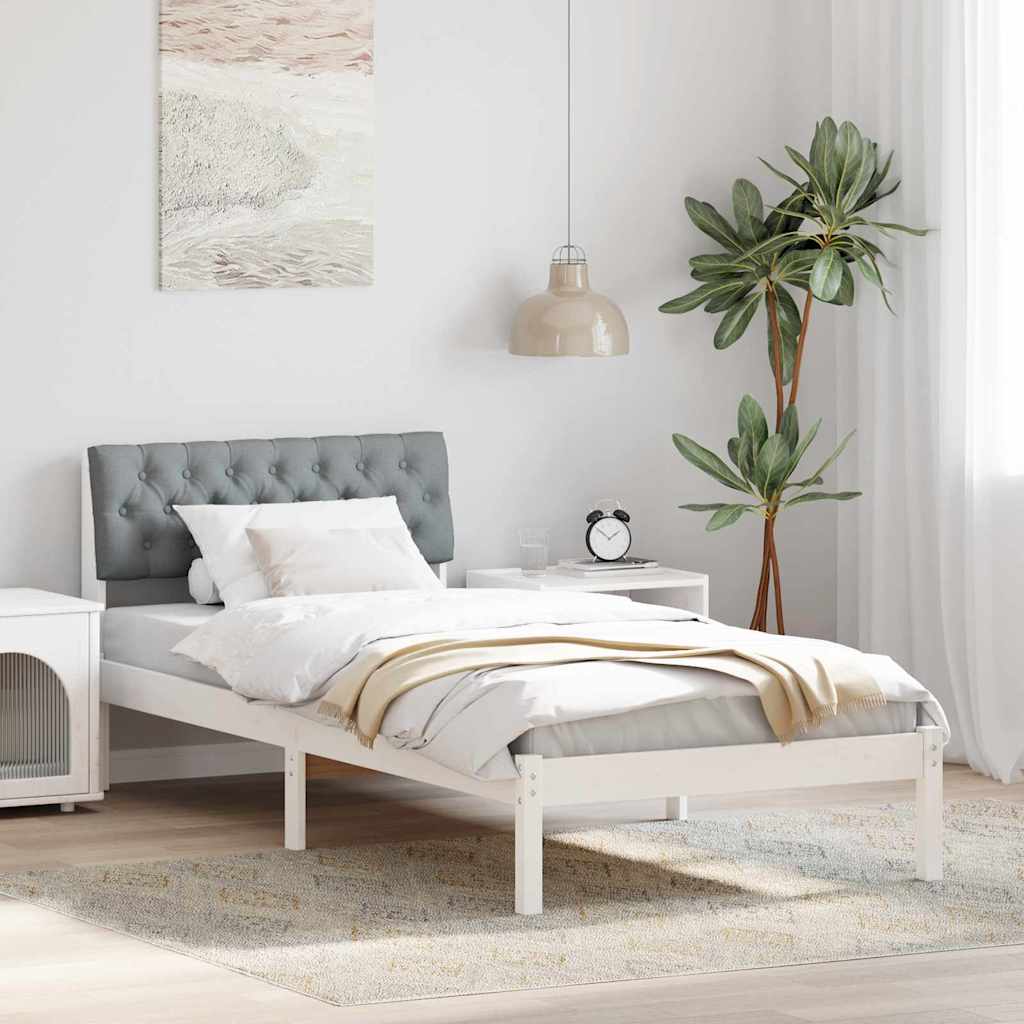 Okvir kreveta s uzglavljem Bijela i svijetlosiva 90 x 200 cm