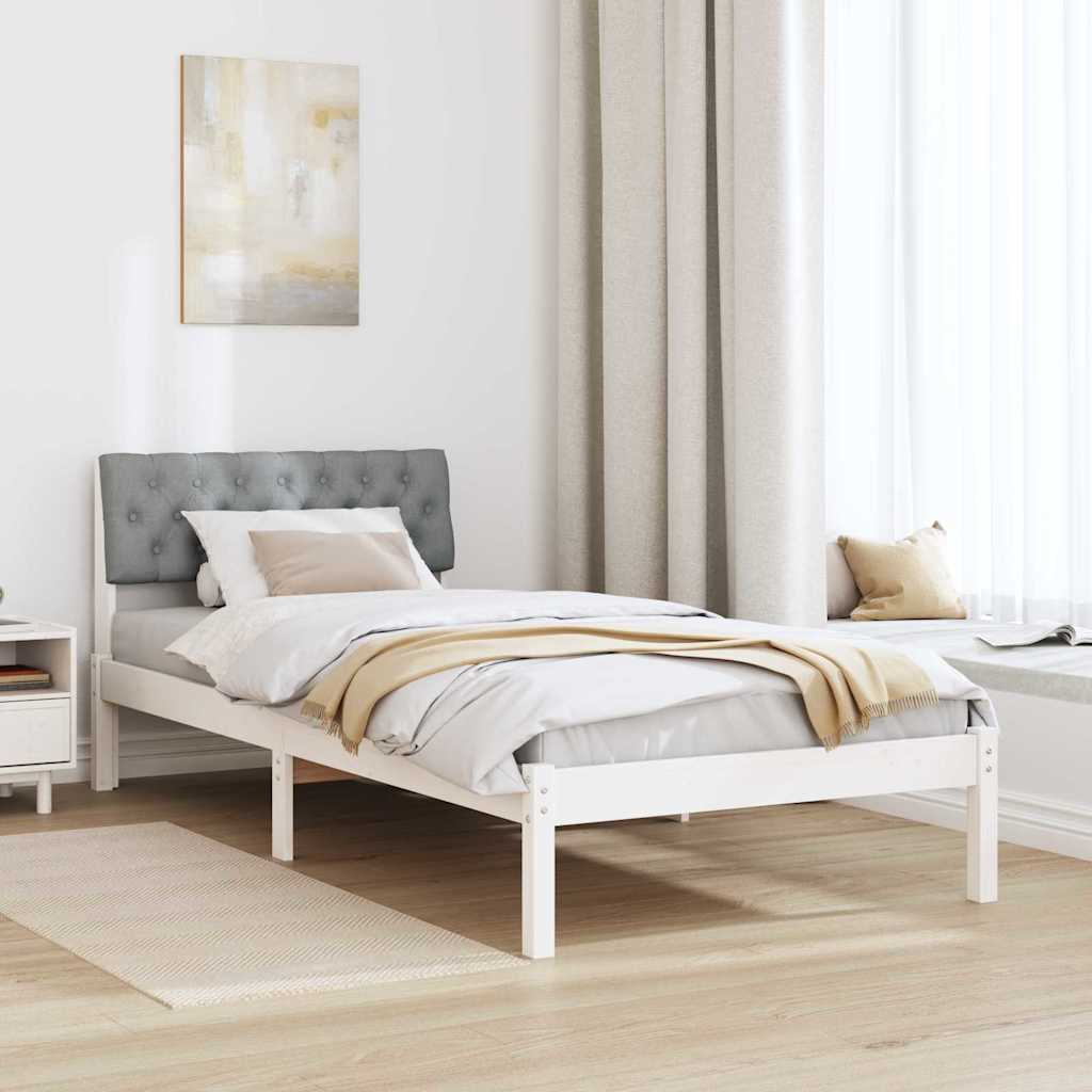 Okvir kreveta s uzglavljem Bijela i svijetlosiva 90 x 200 cm