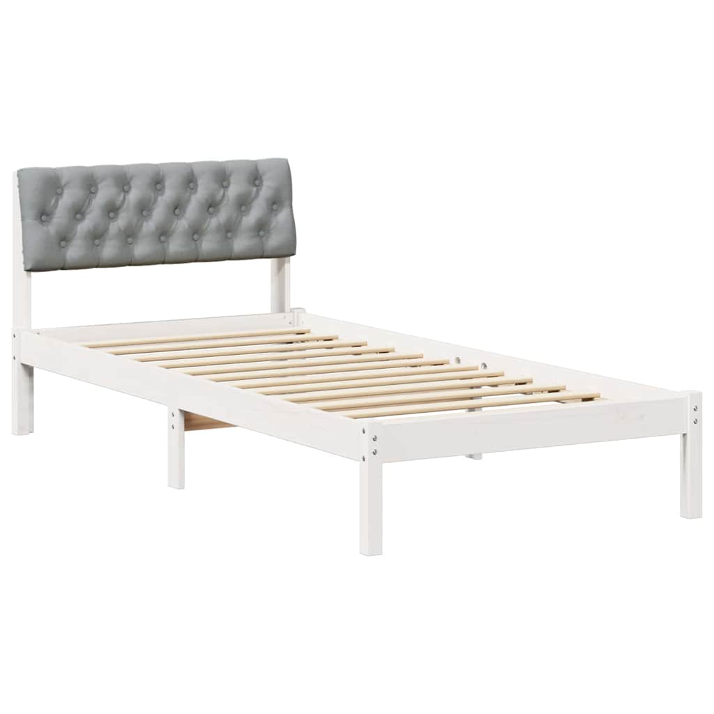 Okvir kreveta s uzglavljem Bijela i svijetlosiva 90 x 200 cm