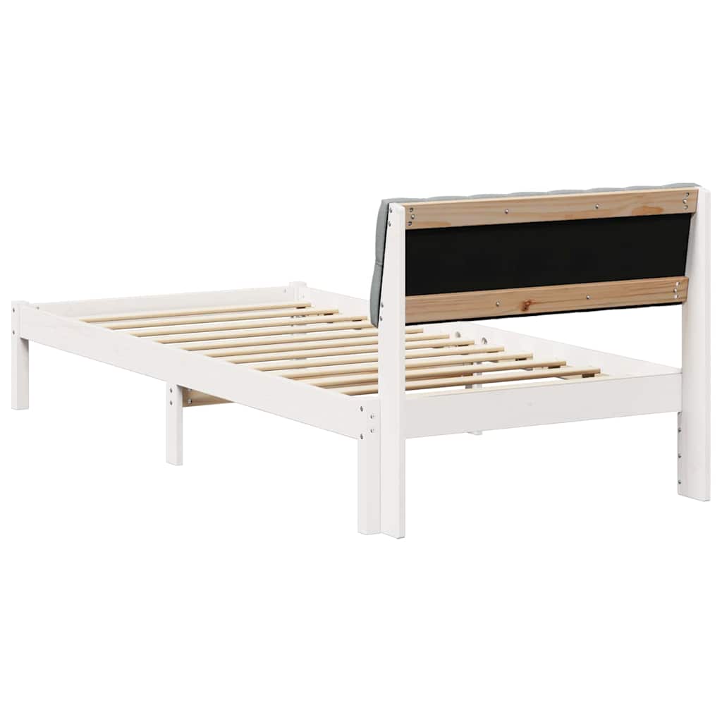 Okvir kreveta s uzglavljem Bijela i svijetlosiva 90 x 200 cm