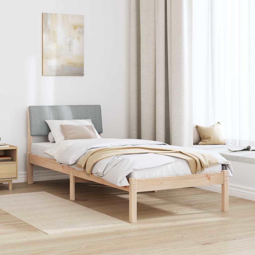 Okvir kreveta s uzglavljem Smeđa i svijetlo siva 75 x 190 cm