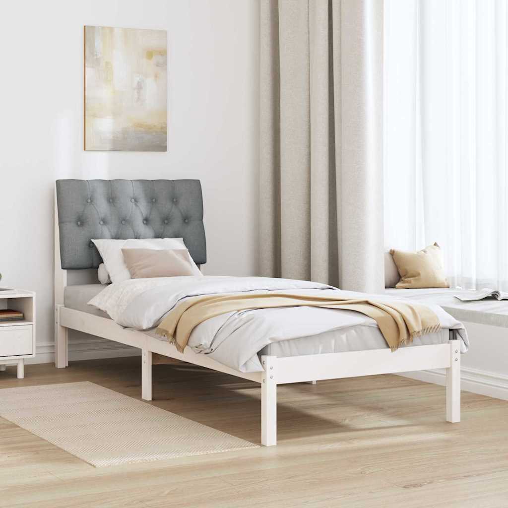 Krevetni okvir s tapiciranim uzglavljem Bijelo 75 x 190 cm