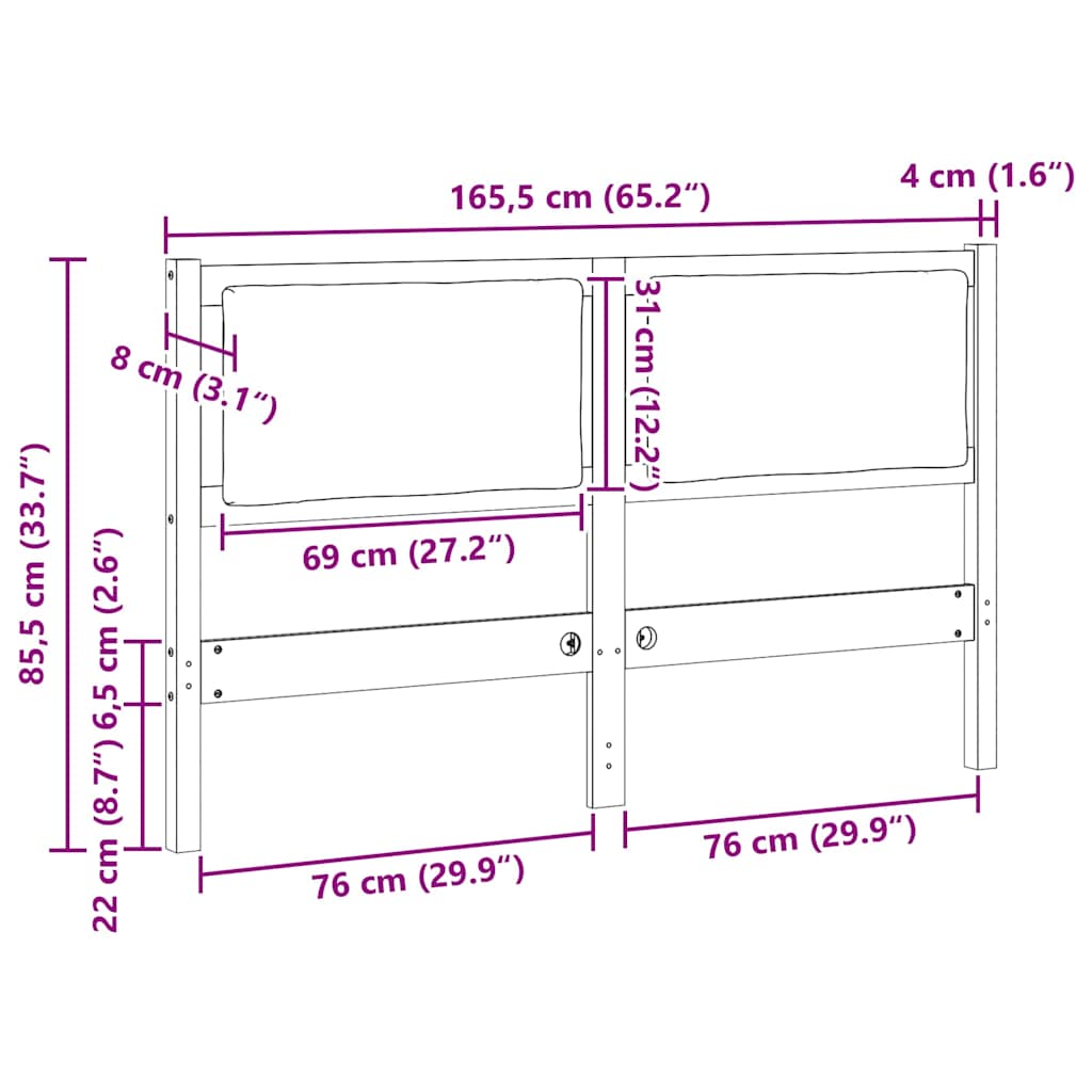 Uzglavlje Ostalo Bijelo 160 cm Masivna borovina