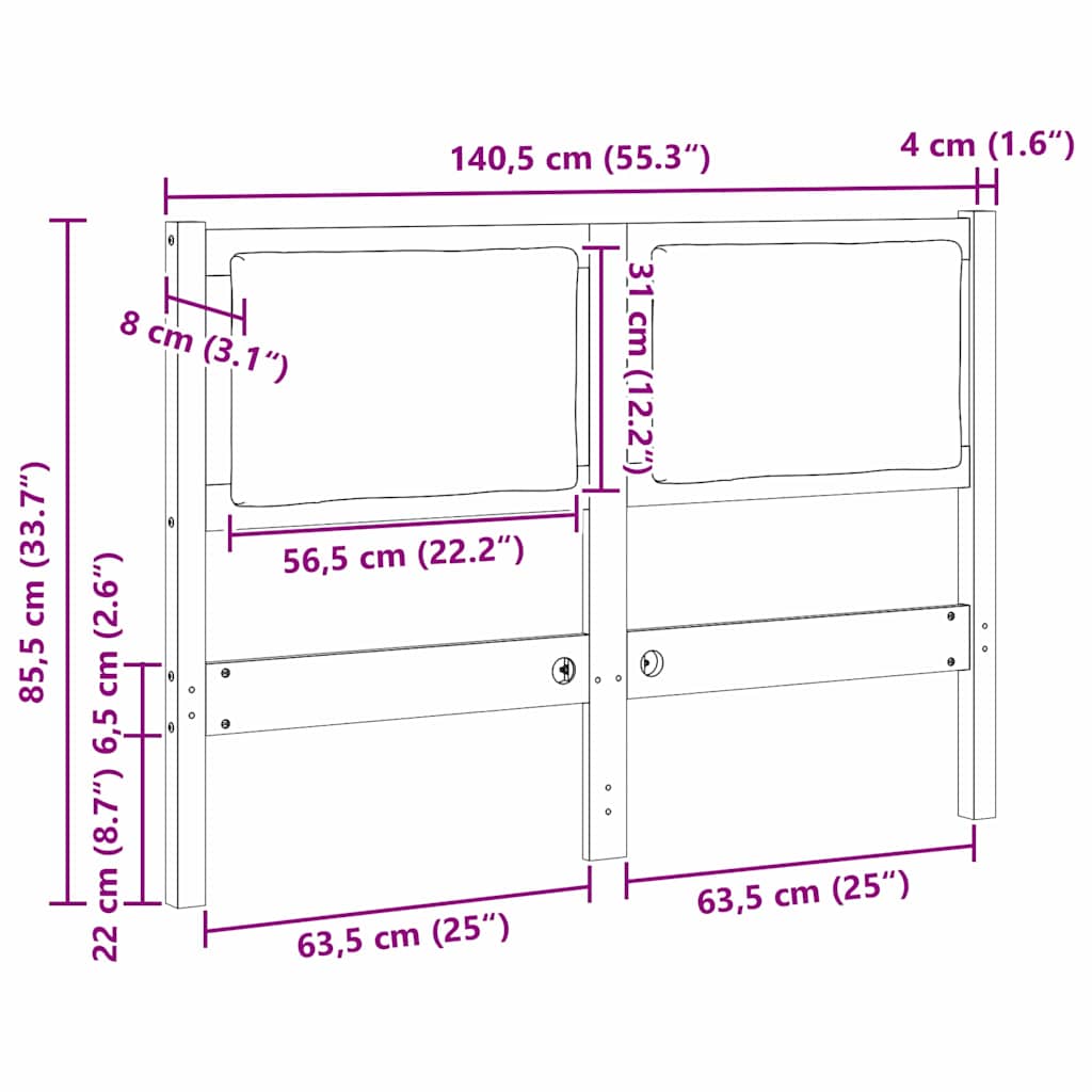 Uzglavlje Ostalo Smeđa 135 cm Masivna borovina