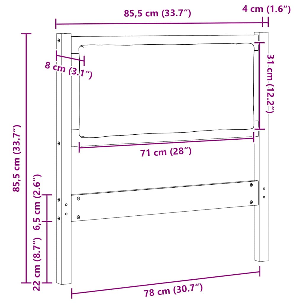 Uzglavlje Ostalo Smeđa 80 cm Masivna borovina