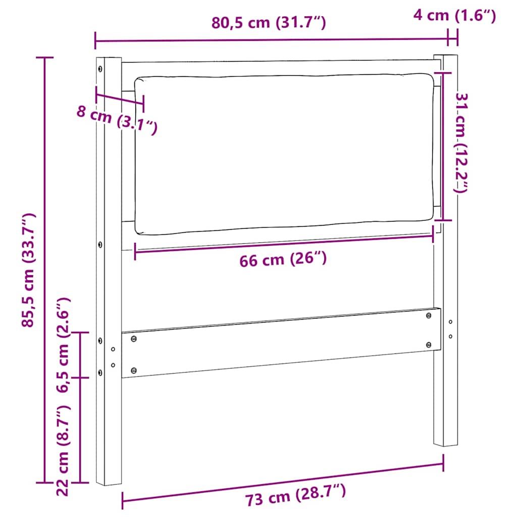 Uzglavlje Ostalo Smeđa 75 cm Masivna borovina