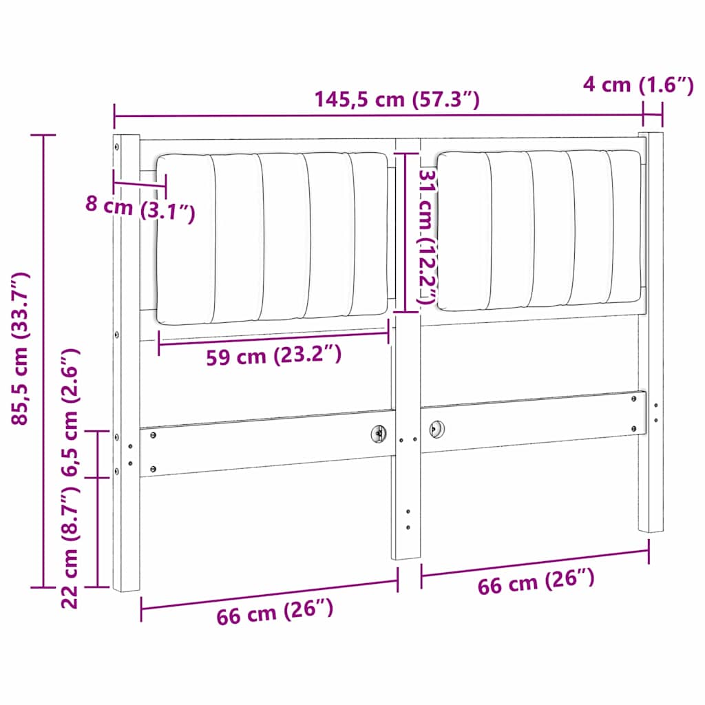 Tapecirani uzglavlje Smeđa 120 cm Čvrsto borovo drvo