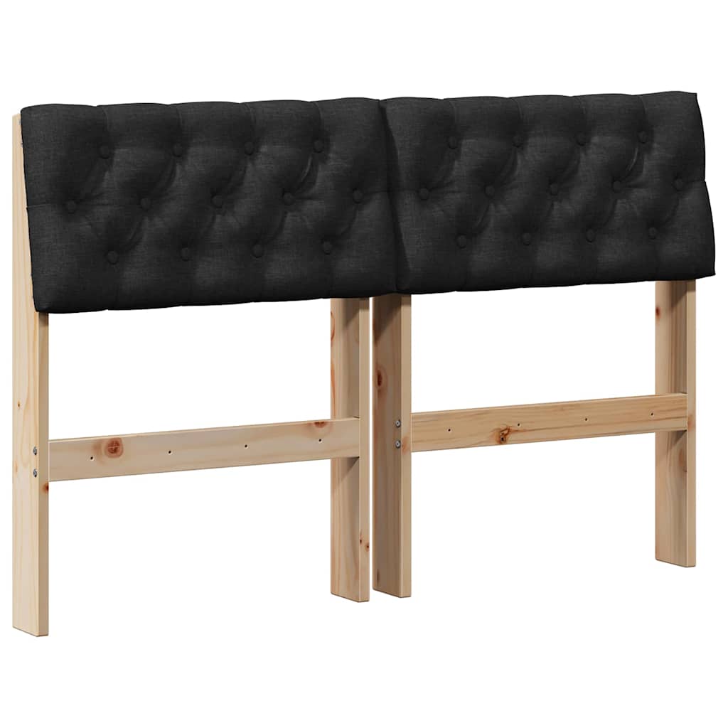 Tapecirani uzglavlje Crna 120 cm Čvrsto borovo drvo