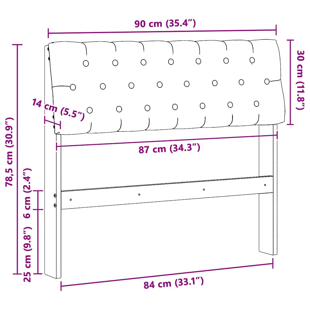 Tapecirani uzglavlje Svijetlo siva 90 cm Čvrsto borovo drvo