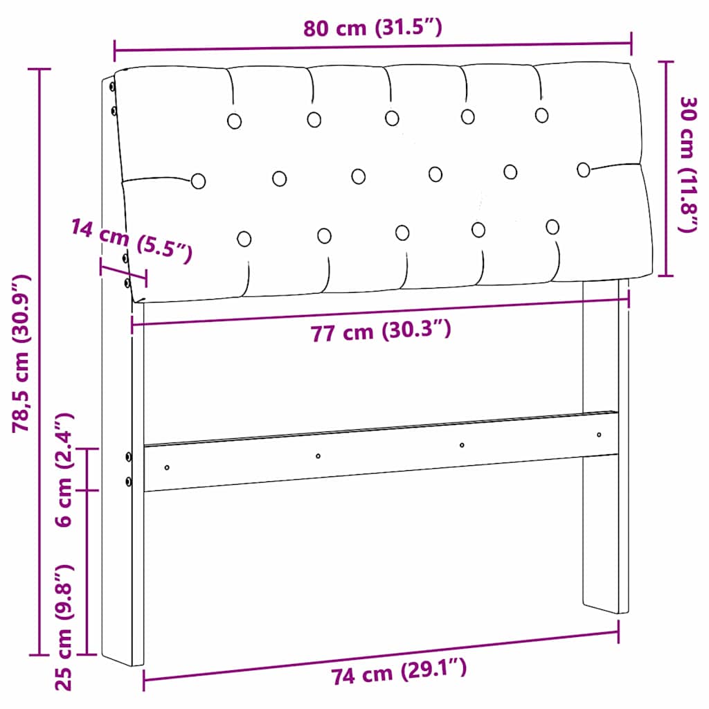 Tapecirani uzglavlje Svijetlo siva 80 cm Čvrsto borovo drvo